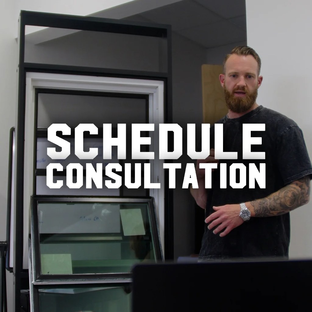 Man demos window service procedure (schedule consultation)